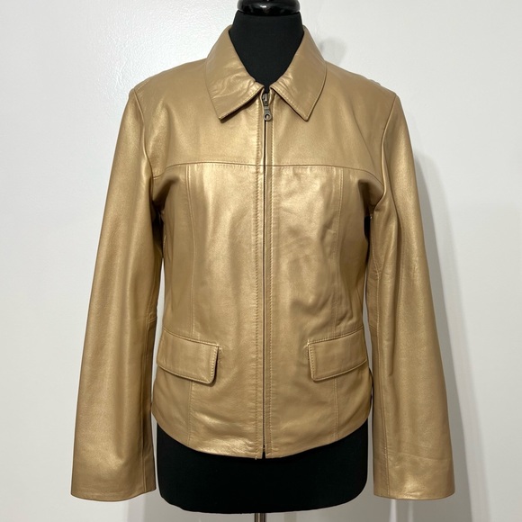 Serrano 100% Leather Gold Jacket - Picture 1 of 12
